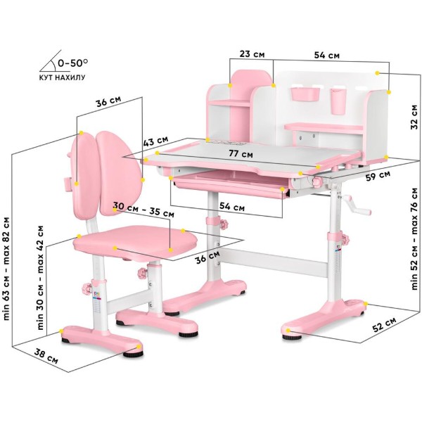 Фото - Комплект мебели школьный Mealux Panda Pink (BD-28 PN)